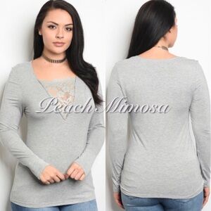 Plus size lace inset top